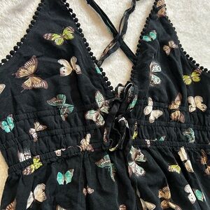 Wild Fable Black and Teal Butterfly Mini Dress